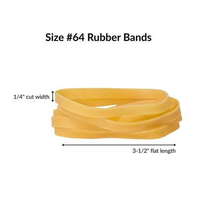 Alliance Pale Crepe Gold Multi-Purpose #64 Rubber Bands, 3-1/2" x 1/4", Golden Crepe, 490/Pack (20645)