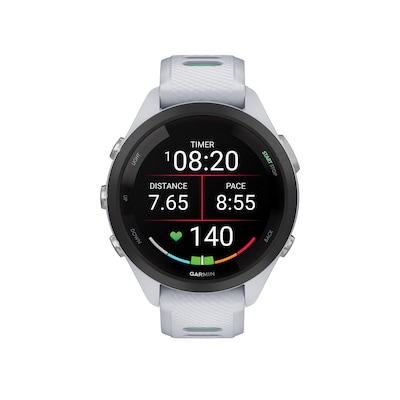 Garmin Forerunner 265S Smartwatch, GPS, 42mm, White Case w/Black Bezel, Whitestone/Neo Tropic Silicone Band (010-02810-04)