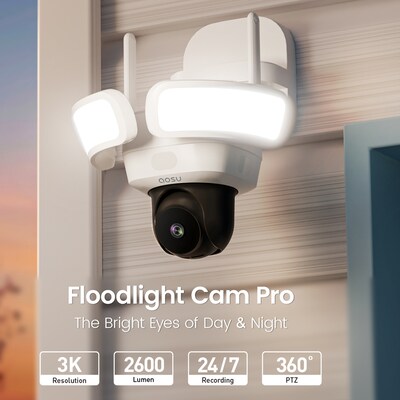 aosu Floodlight Cam Pro Outdoor Smart Security Camera, White (L5P2CA11)