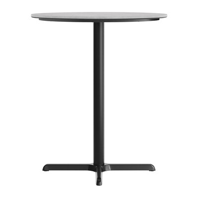 Flash Furniture Acadia 36" Round Wooden Dining Table with X-Base, Gray Faux Concrete/Black Base (STRD36CGT3030B)