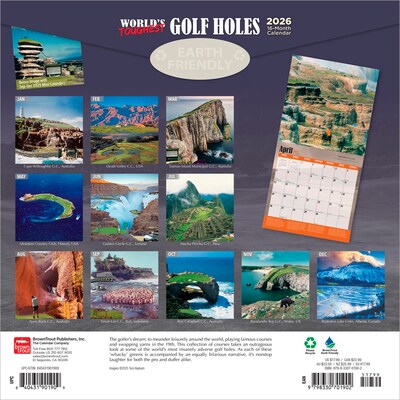 2026 BrownTrout Worlds Toughest Golf Holes 12 x 12 Monthly Wall Calendar (9798330701902)