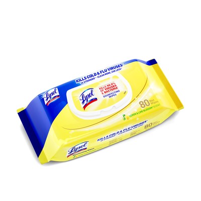 Lysol Disinfecting Wipes, Lemon & Lime Blossom 80 Wipes/Flat Pack, 6 Packs/Carton (1920099716)