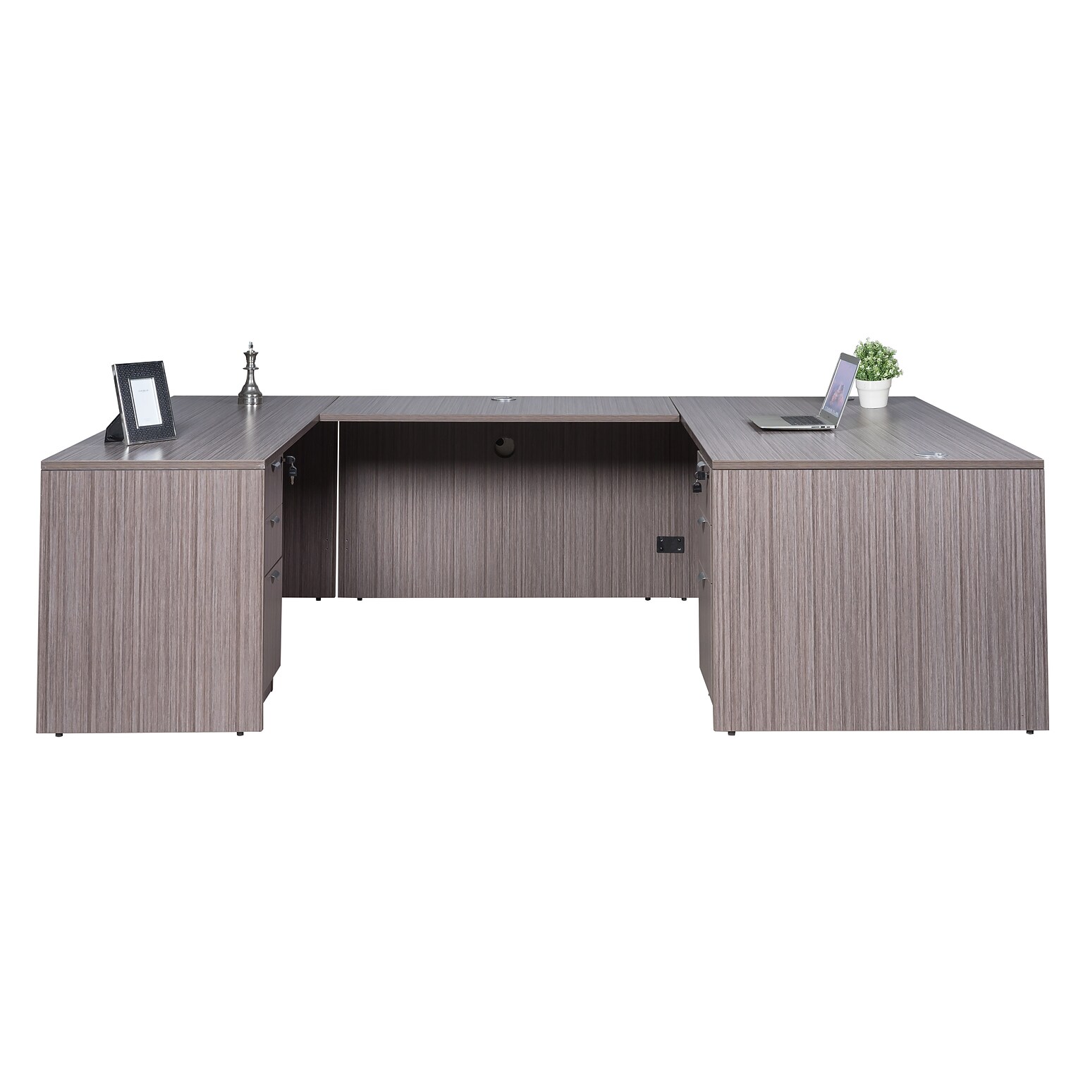 Boss Office Products 71 U-Shaped Desk with 2 File Pedestals, Driftwood (GROUPA4-DW)