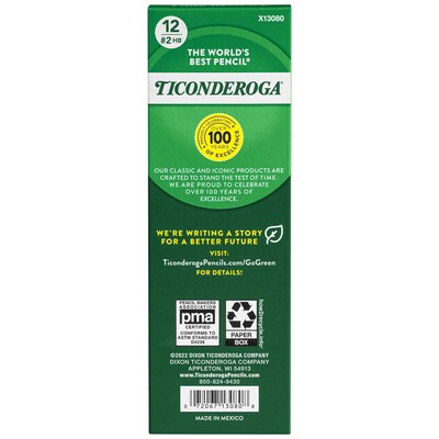 Ticonderoga Beginners Wooden Pencil, 2.2mm, #2 Soft Lead, Dozen (13080)