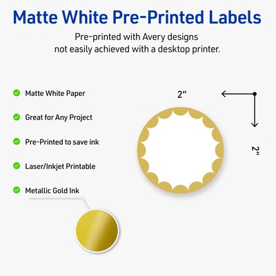 Avery Laser/Inkjet Circle Multipurpose Labels, 2 Dia., White, 120/Pack (S00D1W)
