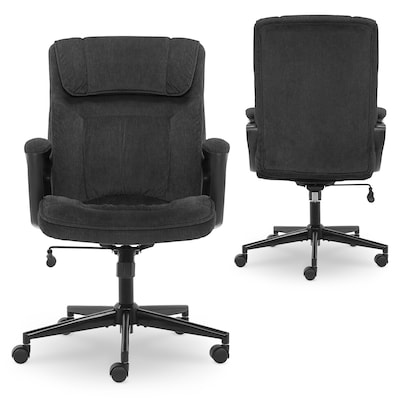 Serta Hannah I Ergonomic Microfiber Swivel Executive Chair, Black (43670D)