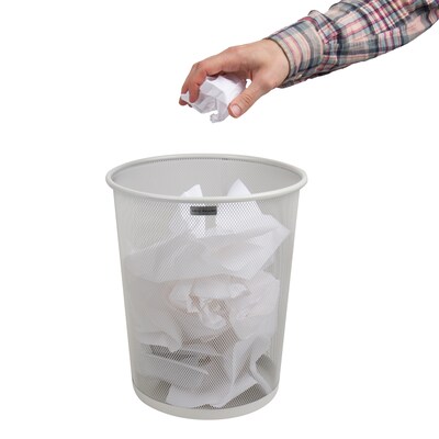 Mind Reader Metal Mesh Trash Can Without Lid, 4.4 Gallon, White (1CIRGA-WHT)