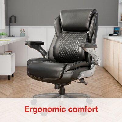 Staples Randolph Ergonomic Bonded Leather Executive Big & Tall Chair, 400 lb. Capacity, Black (ST62818)