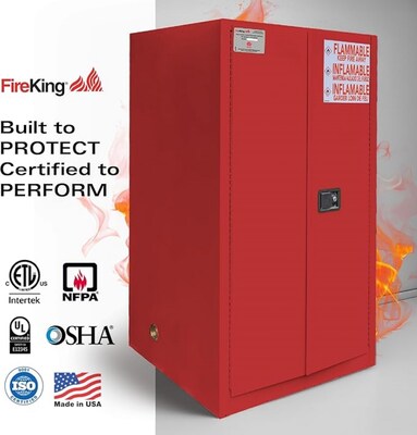 FireKing Flammable Liquids Steel Storage Cabinet, 60 gal, Manual Close, Red (SC60-MC-R)