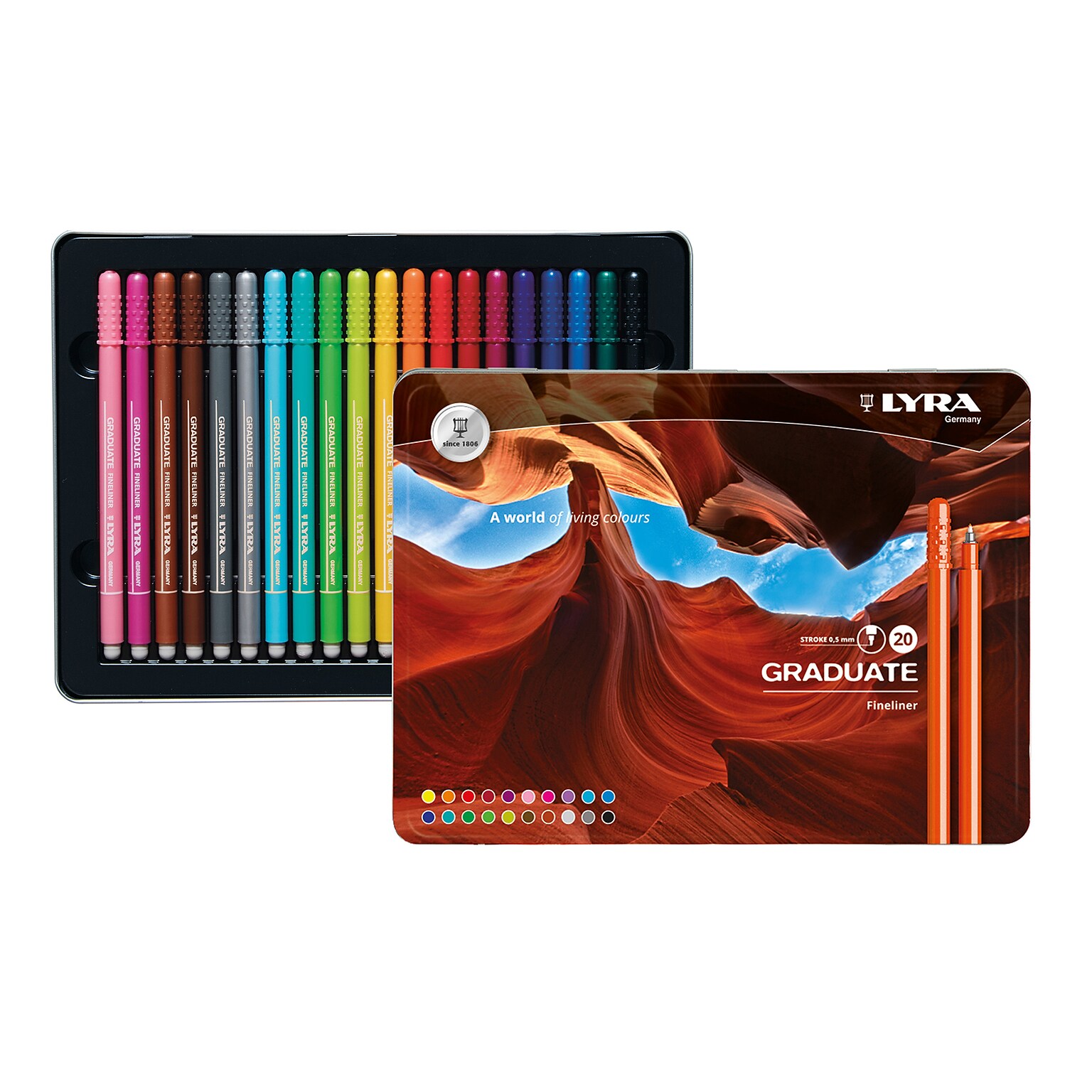 Lyra Graduate Water-Based Marker, Assorted Colors, 20/Pack (LYXL677120000)