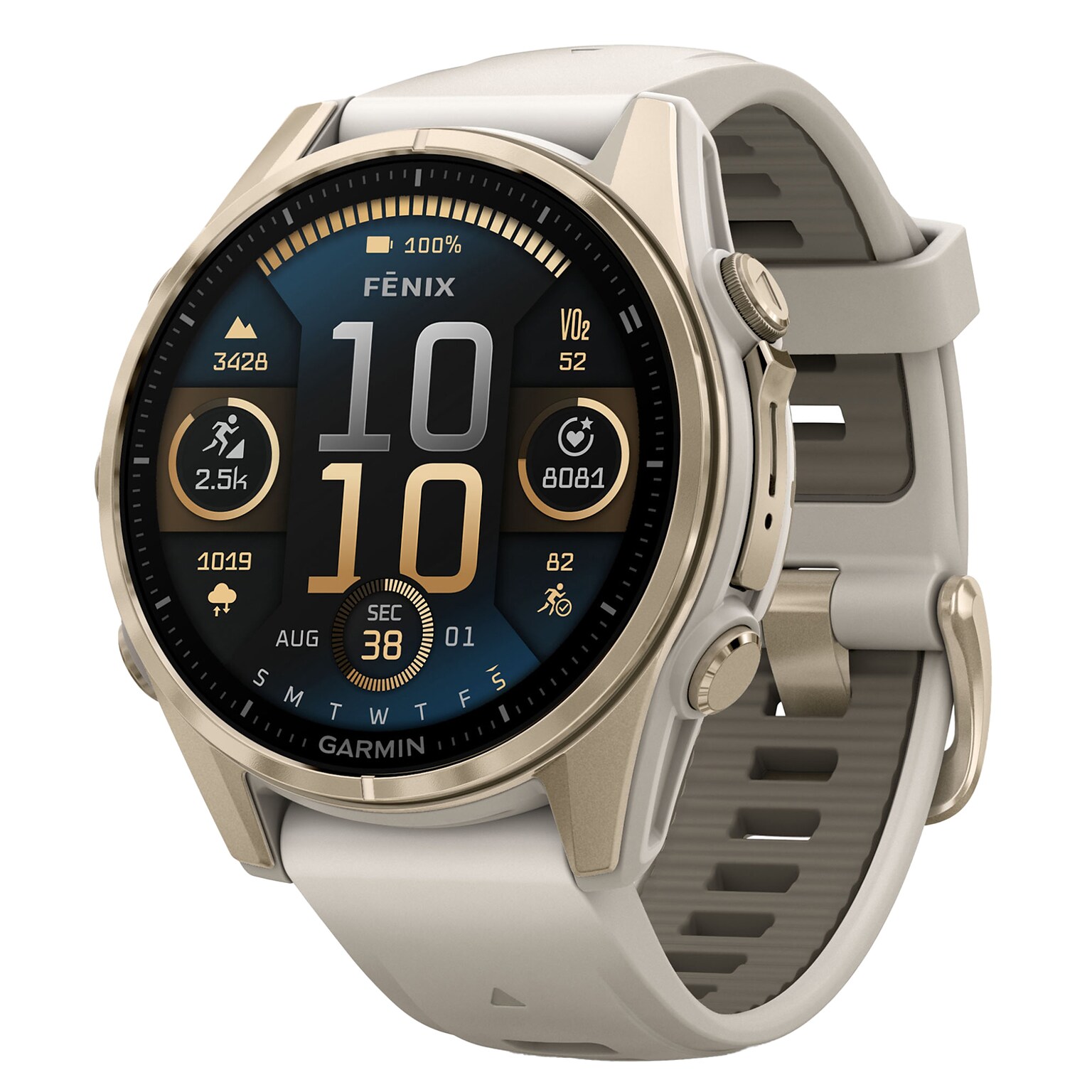 Garmin fenix 8 AMOLED Multisport GPS Smartwatch, Soft Gold & Fog Gray, 43mm (GRM0290310)