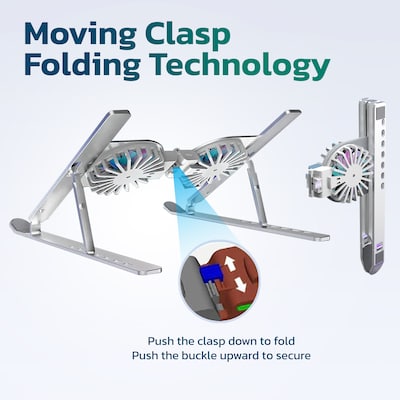 Purely F82 Cooling Fan Height-Adjustable 18" Collapsible/Portable Laptop Stand with 2 Fans, 1 USB Port (PLSF82)