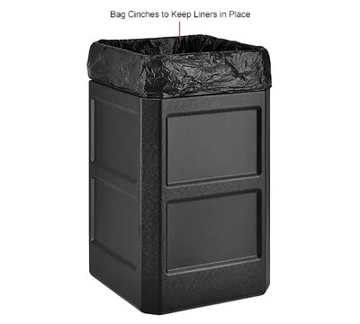 Global Industrial Square Plastic Waste Receptacle w/ Dome Lid, 42 Gallon, Black (641414BK)