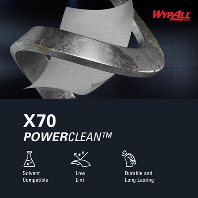 WypAll PowerClean X70 Fabric Cleaning Towels, 9.1, White, 10/Carton (41455)