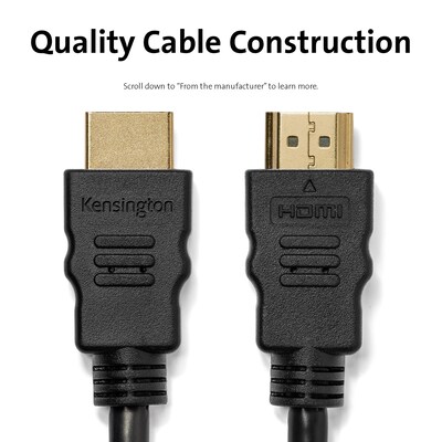 Kensington High-Speed 6 ft. HDMI to HDMI Audio/Video Cable, Male to Male, Black (K33020WW) (K33020WW)