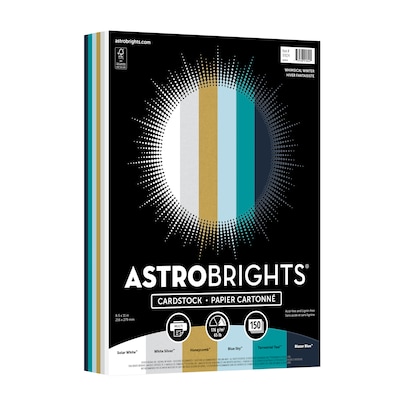 Astrobrights 65 lb. Cardstock Paper, 8.5 x 11, Whimsical Winter Assortment, 150 Sheets (91824)