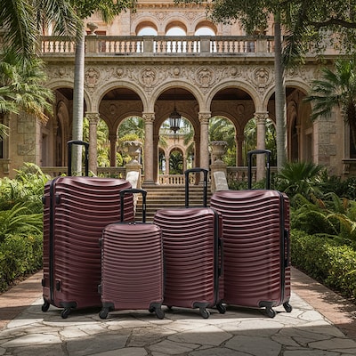 DUKAP Adly 4-Piece Hardside Spinner Luggage Set, TSA Checkpoint Friendly, Wine (DKADLSMLXL-WIN)