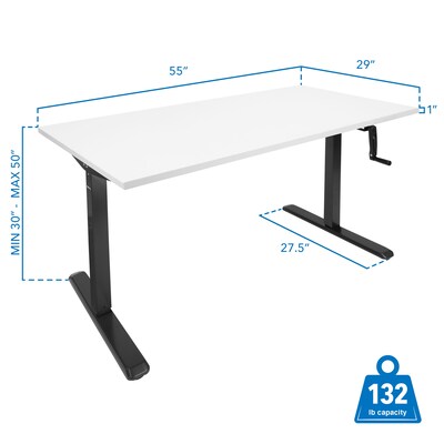 Mount-It! 55"W Manual Adjustable Standing Desk, White/Black (MI-18070)
