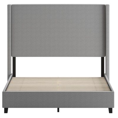 Flash Furniture Quinn Gray Upholstered Platform Bed with Headboard, Queen (YK1077GYQ)