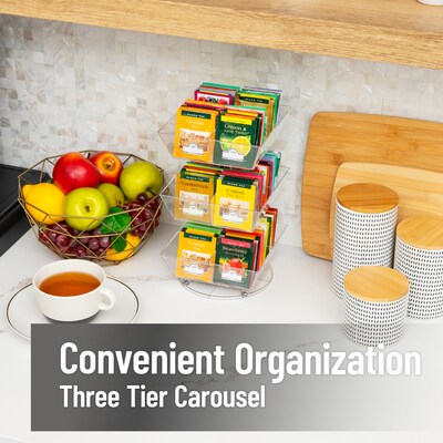 Mind Reader 12-Compartment Plastic Tea and Condiment Carousel, Black (TEASWIV3T-BLK)