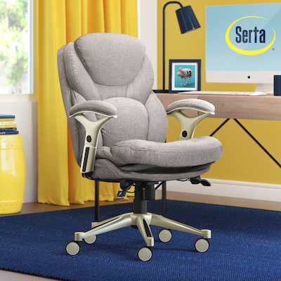 Serta Claremont Ergonomic Fabric Swivel Executive Chair with Back in Motion Technology, Light Gray (44186D)