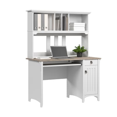 Bush Furniture Salinas 48W Small Computer Desk with Hutch, Shiplap Gray/Pure White (MY72808-03)