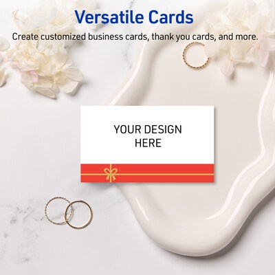 Avery Gold-Red Gift Matte Blank Card, White, 80/Pack (S00-FG4)