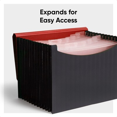 Smead Plastic Accordian File, 12 Pockets, Letter Size, Red/Black (70866)