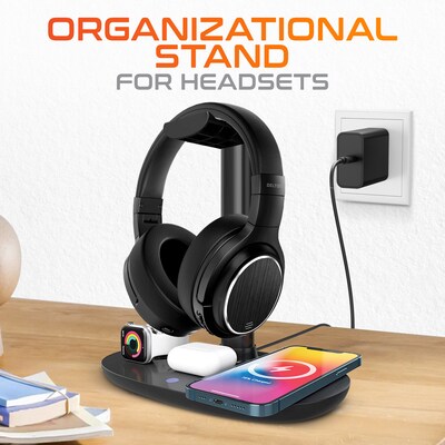 Delton M101 Wireless Noise Canceling Bluetooth Stereo Computer Headset and Stand, Black (DHSWC1101XD)