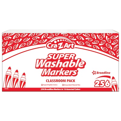 Cra-Z-Art Marker Classpacks Washable Water Based Kids Marker, Broad, Assorted Colors, 256/Box (CZA740091)