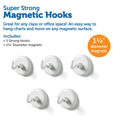 Learning Resources Magnetic Hooks, Strong Magnetic Hooks, White, Set of 5 (LER2698)