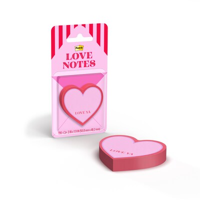 Post-it Notes, 2 x 2 Heart, Love Notes Collection, 100 Sheet/Pad (SVAL26-HN-7)