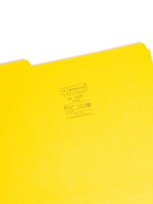 Smead Interior File Folder, 1/3-Cut Tab, Letter Size, Yellow, 100/Box (10271)