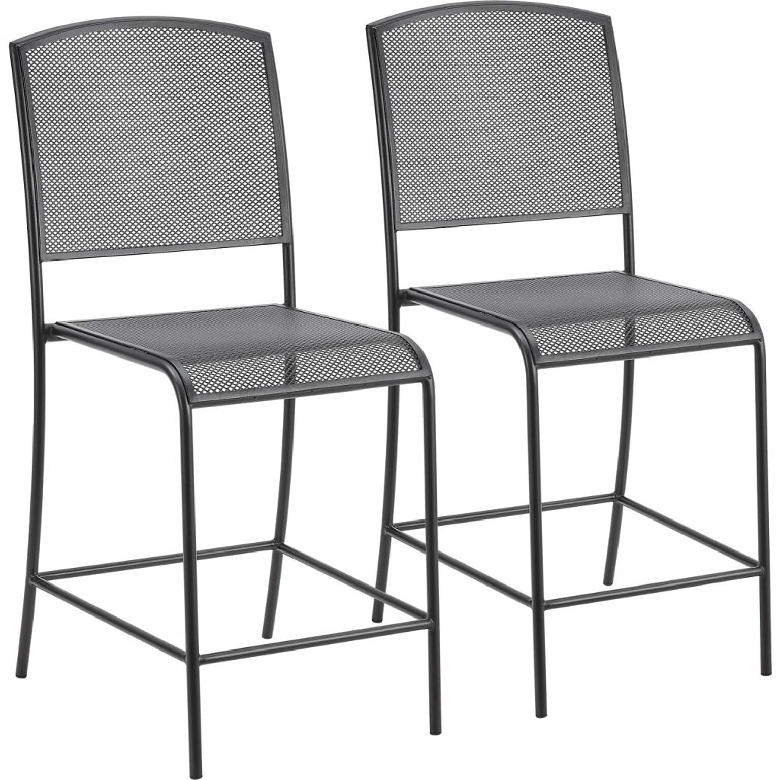 Global Industrial Outdoor Counter Height Stool, Steel Mesh, Black, 2/Pack (262094)
