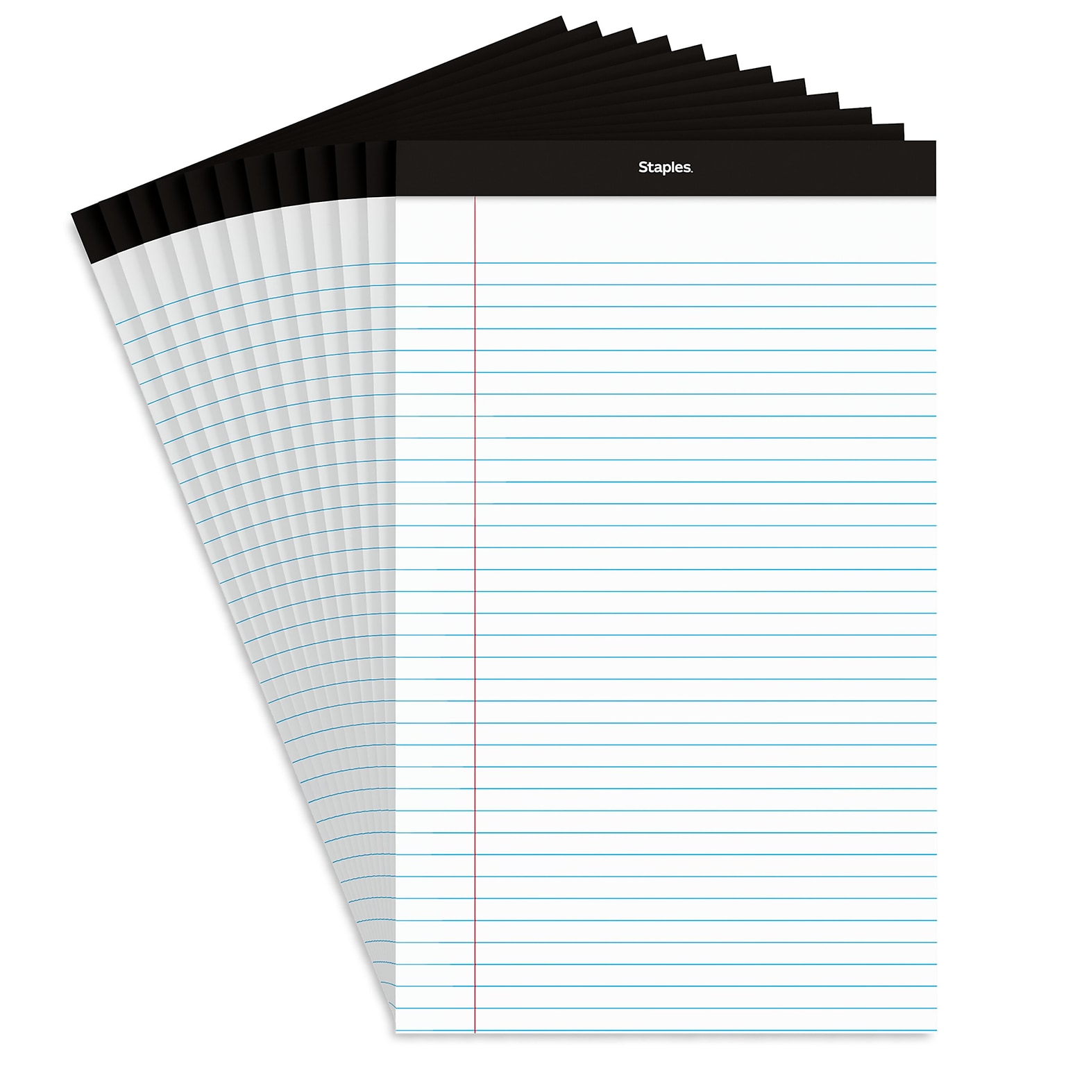 Staples Notepads, 8.5 x 14 (legal), Wide Ruled, White, 50 Sheets/Pad, Dozen Pads/Pack (ST57342)