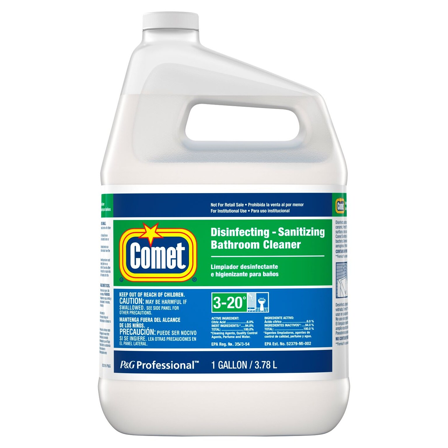 Comet Professional Multi Purpose Disinfecting/Sanitizing Bathroom Cleaner, 1 Gallon, Citrus Scent, 3/Carton (22570)