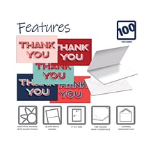 Better Office Thank You Cards with Envelopes, 4 x 6, Assorted Colors, 100/Pack (64525-100PK)
