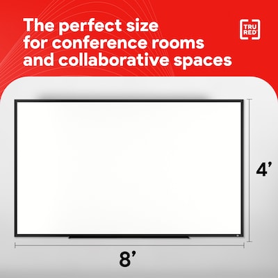 TRU RED™ Magnetic Steel Dry Erase Board, Black Frame, 8' x 4' (TR61183)