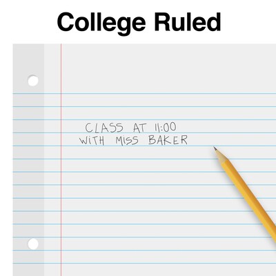 Staples College Ruled Filler Paper, 8.5" x 11", 100 Sheets/Pack (TR16183)