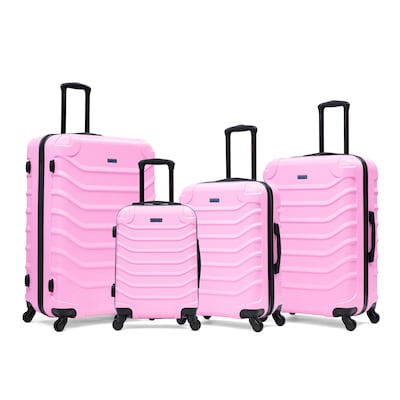 InUSA Endurance 4-Piece Hardside Spinner Luggage Set, TSA Checkpoint Friendly, Pink (IUENDSMLXL-PNK)