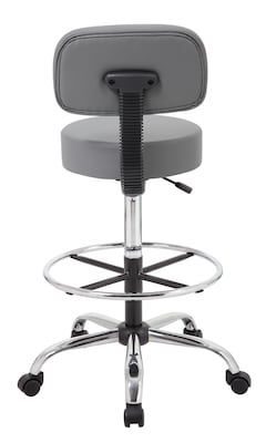 Boss Office Products Caressoft Medical/Drafting Stool w/ Back Cushion (B16245GY)