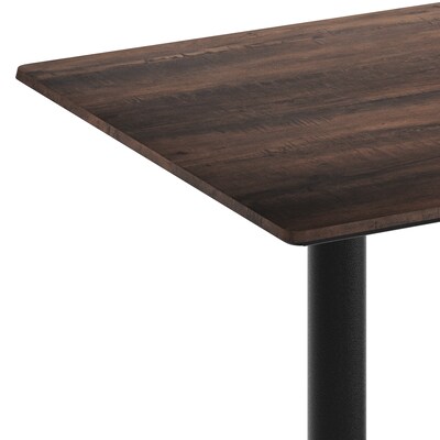 Flash Furniture Acadia Wooden Dining Table with X-Bases, 30"D x 48"W, Dark Brown/Black Base (ST3048WBRT2230B)