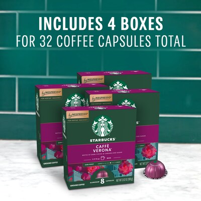 Starbucks Caffe Verona Coffee Nespresso Vertuo Capsules, Dark Roast, 32/Box (117661)