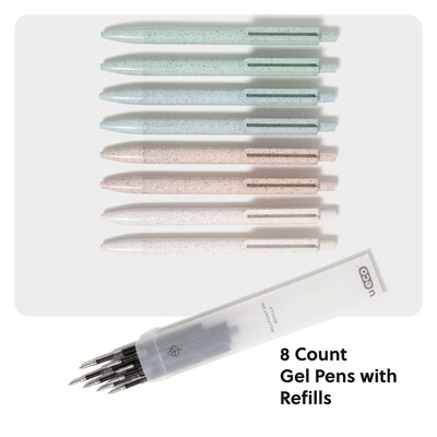 U Brands Retractable Ballpoint Pen, Medium Point, 0.7mm, Black Ink, 8/Pack (7169U01-24)