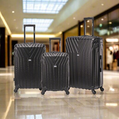 InUSA Vasty 3-Piece Hardside Spinner Luggage Set, TSA Checkpoint Friendly, Black (IUVASSML-BLK)