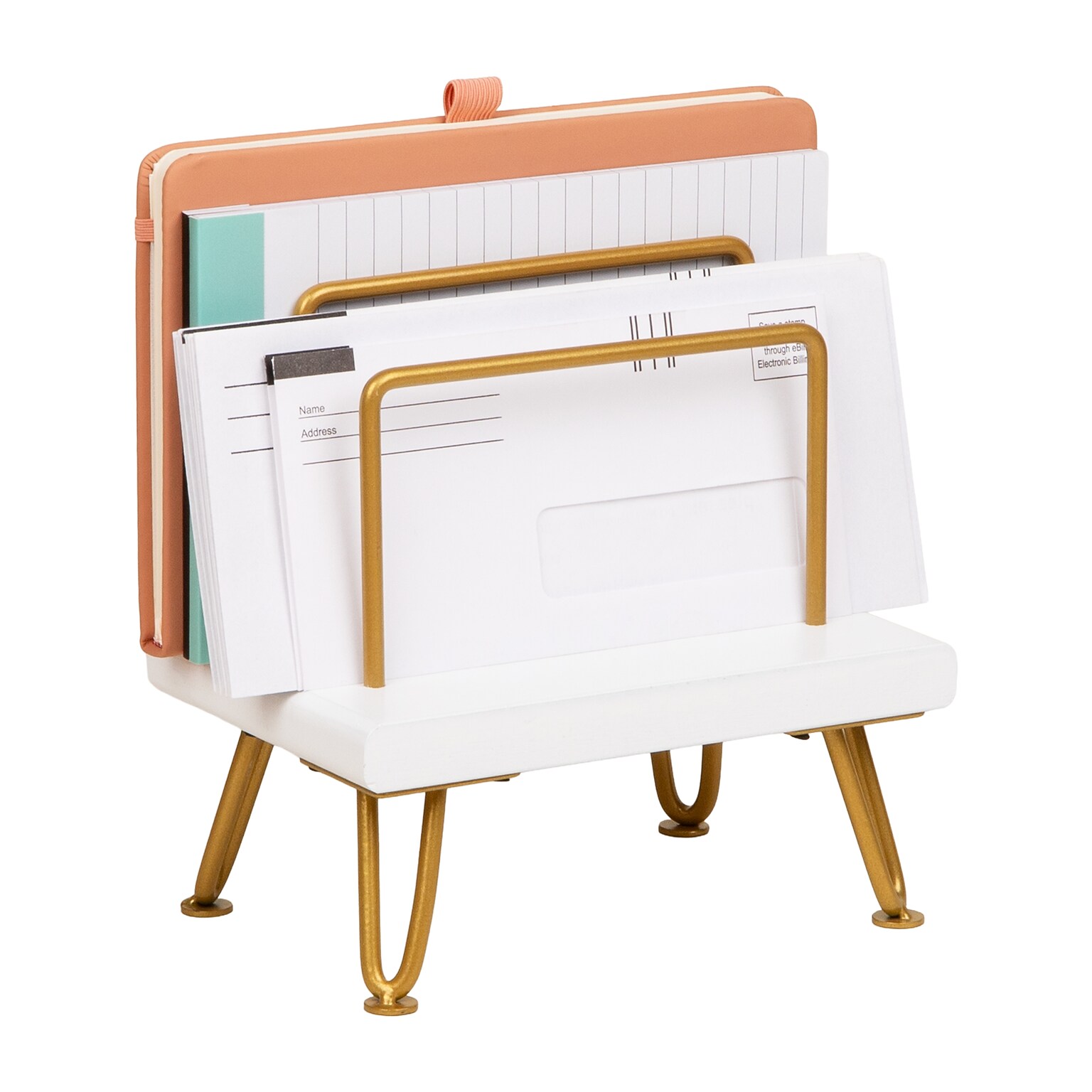 Mind Reader Metal Desk Organizer, White (LETG-WHT)
