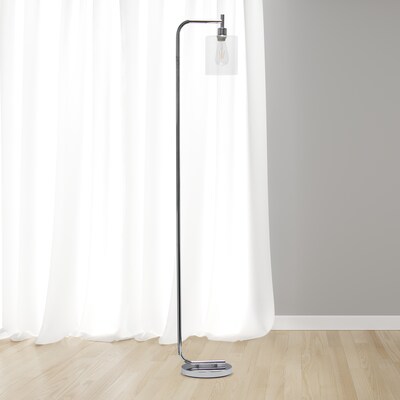 Simple Designs Modern Iron Lantern Floor Lamp with Glass Shade, Chrome (LF2009-CHR)