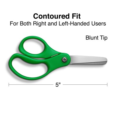 Staples Teacher Pack 5 Kids Blunt Tip Stainless Steel Scissors, Straight Handle, Right and Left Han