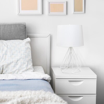 Lalia Home Geometric Wired Table Lamp, Fabric Shade, White Matte (LHT-5024-WH)