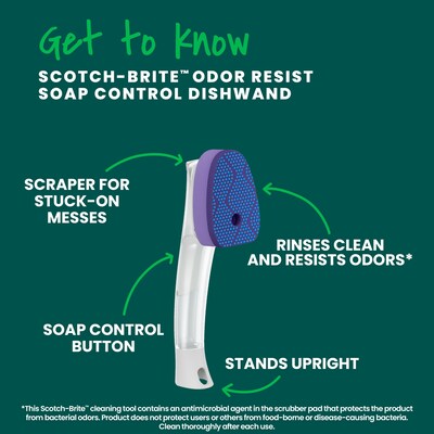 Scotch-Brite Soap Control Non-Scratch Dishwand, Blue (451U-4)